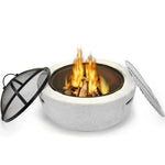 Load image into Gallery viewer, Outdoor Round Firepit (Charcoal &amp; Wood Burning) with BBQ Grill &amp; Spark Screen