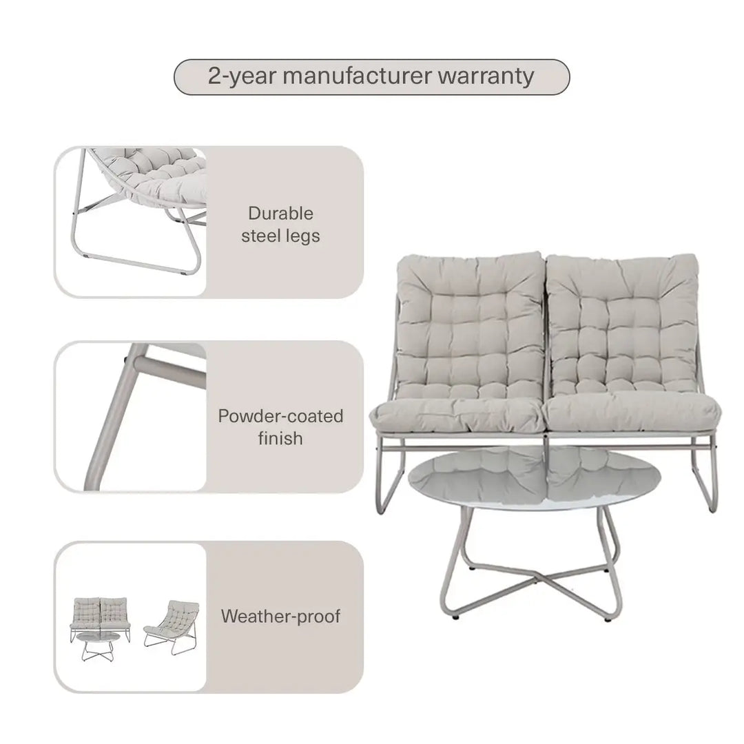 Outdoor Sofa Set (2+1+1+Coffee Table) – Cream
