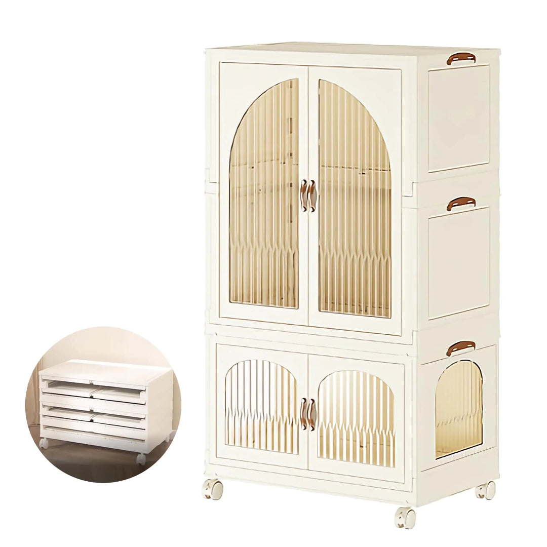 OYDAS Wardrobe Portable Closet, Stackable Storage Bins with Doors,Wheels,Lids,Collapsible Plastic Closet Organizers Storage Cabinet with Closet Rods,Folding Storage Bins (S70-136x60x35cm)-GCC Home Center