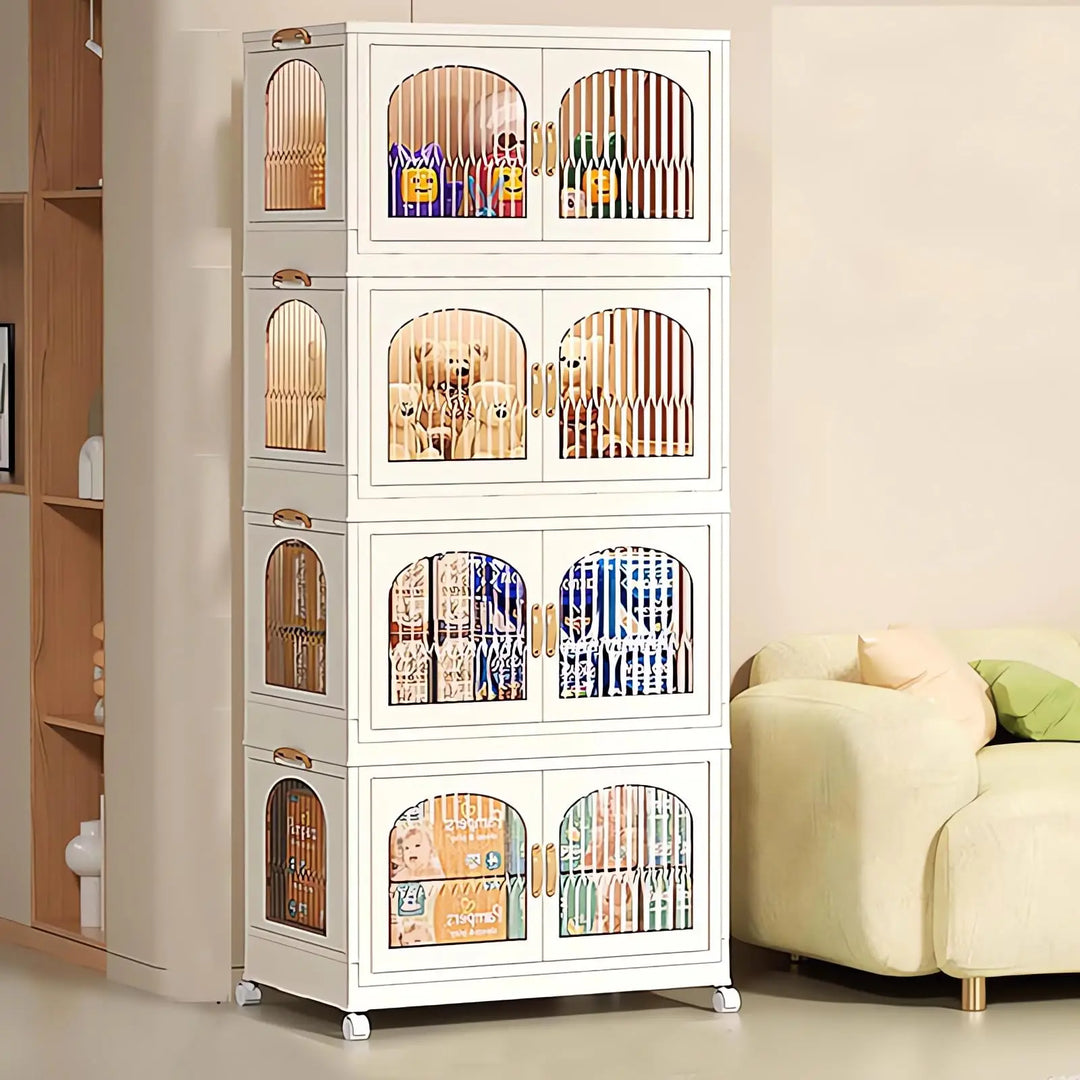 OYDAS Wardrobe Portable Closet, Stackable Storage Bins with Doors,Wheels,Lids,Collapsible Plastic Closet Organizers Storage Cabinet with Closet Rods,Folding Storage Bins (S70-136x60x35cm)-GCC Home Center