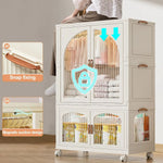 Load image into Gallery viewer, OYDAS Wardrobe Portable Closet, Stackable Storage Bins with Doors,Wheels,Lids,Collapsible Plastic Closet Organizers Storage Cabinet with Closet Rods,Folding Storage Bins (S70-136x60x35cm)-GCC Home Center