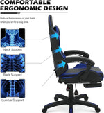 Load image into Gallery viewer, Peng General Gaming Chair with Footrest,Racing Gaming Chair,Computer Gamer Chair,Ergonomic Game Chair with Adjustable Headrest and Lumbar Support (Blue)-GCC Home Center