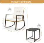Load image into Gallery viewer, Piece Light Beige Rattan Bistro Set – Outdoor Rocking Chairs with Washable Cushions &amp; Glass Coffee Table for Patio, Garden &amp; Balcony**