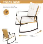 Load image into Gallery viewer, Piece Light Beige Rattan Bistro Set – Outdoor Rocking Chairs with Washable Cushions &amp; Glass Coffee Table for Patio, Garden &amp; Balcony**