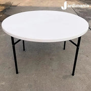 Plastic Outdoor Table, 115 cm Diameter Folding and Portable, Round, Heavy Duty Steel Base, Folding Legs-GCC Home Center