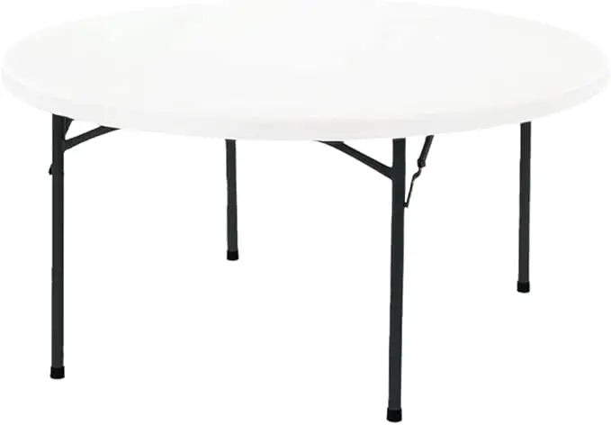 Plastic Outdoor Table, 115 cm Diameter Folding and Portable, Round, Heavy Duty Steel Base, Folding Legs-GCC Home Center