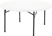 Plastic Outdoor Table, 115 cm Diameter Folding and Portable, Round, Heavy Duty Steel Base, Folding Legs-GCC Home Center