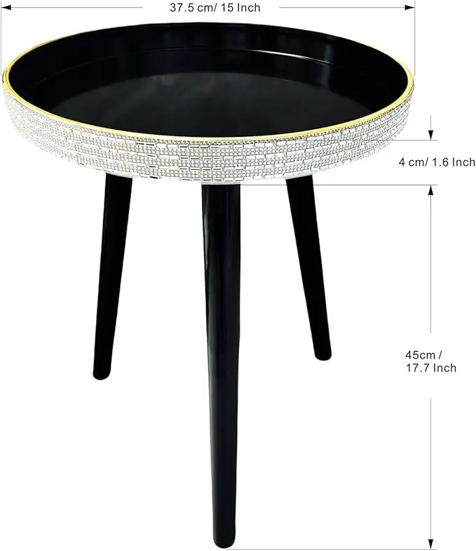 Plastics Tray Side Table – Indian Style Coffee Table with 17.7" Wooden Legs