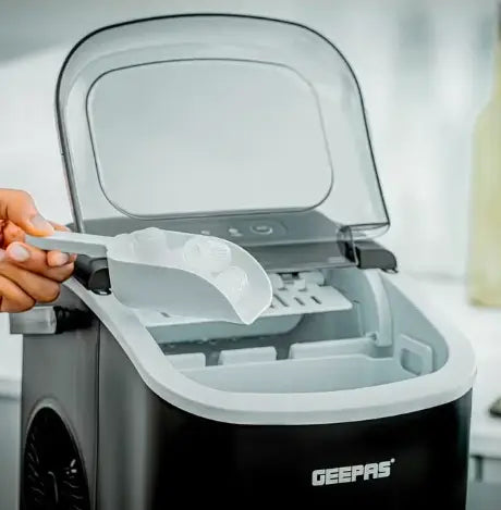 Portable Automatic Ice Maker 1.2 L Water Container Capacity, 0.6 KG Ice Container Capacity Produces 12 KG Ice per Day 100 W GIM63053UK Black