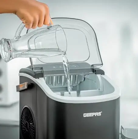 Portable Automatic Ice Maker 1.2 L Water Container Capacity, 0.6 KG Ice Container Capacity Produces 12 KG Ice per Day 100 W GIM63053UK Black