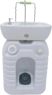 ALBAWADI Portable Camping Hand Wash Sink Foot Pump With 45L Water Tank Wheels Dispenser Adjustable Height Size