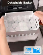 Load image into Gallery viewer, Portable Countertop Ice Maker - 9 Ice Cubes in 6 Minutes, 12kg/24H Daily Output, Self-Cleaning Function with Ice Scoop and Basket, Perfect for Kitchens, Offices, Bars &amp; Parties - Black