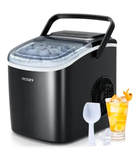 Portable Countertop Ice Maker - 9 Ice Cubes in 6 Minutes, 12kg Daily Output, Self-Cleaning with Ice Bags, Scoop, and Basket for Kitchen, Office, Bar, Party