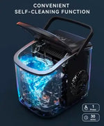 Load image into Gallery viewer, Portable Countertop Ice Maker - 9 Ice Cubes in 6 Minutes, 12kg Daily Output, Self-Cleaning with Ice Bags, Scoop, and Basket for Kitchen, Office, Bar, Party - Black