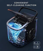 Load image into Gallery viewer, Portable Countertop Ice Maker, 9 Ice Cubes in 6 Minutes, 12kg/Day | Ice Cube Maker, 2 Sizes of Ice, Self-Cleaning, with Ice Bags, Scoop and Basket, for Home, Kitchen, Office, Bar, Party, Black