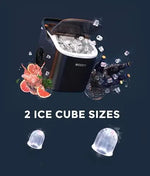 Load image into Gallery viewer, Portable Countertop Ice Maker, 9 Ice Cubes in 6 Minutes, 12kg/Day | Ice Cube Maker, 2 Sizes of Ice, Self-Cleaning, with Ice Bags, Scoop and Basket, for Home, Kitchen, Office, Bar, Party, Black