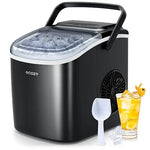 Load image into Gallery viewer, Portable Countertop Ice Maker, 9 Ice Cubes in 6 Minutes, 12kg/Day | Ice Cube Maker, 2 Sizes of Ice, Self-Cleaning, with Ice Bags, Scoop and Basket, for Home, Kitchen, Office, Bar, Party, Black