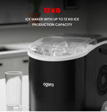 Load image into Gallery viewer, Portable countertop ice maker for home and office use, plastic body with transparent lid, black color, 12kg ice production capacity and 6-minute fast ice making