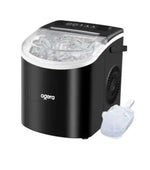 Load image into Gallery viewer, Portable countertop ice maker for home and office use, plastic body with transparent lid, black color, 12kg ice production capacity and 6-minute fast ice making
