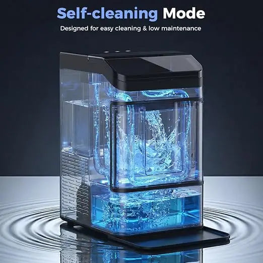 Portable Countertop Nugget Ice Maker Machine with Self-Cleaning, Dual Water Tank, Quiet 45dB Compressor, 38lbs Daily Ice Production for Home Kitchen Office Bar Restaurant RV Party