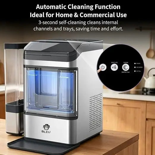 Portable Countertop Nugget Ice Maker Machine with Self-Cleaning, Dual Water Tank, Quiet 45dB Compressor, 38lbs Daily Ice Production for Home Kitchen Office Bar Restaurant RV Party