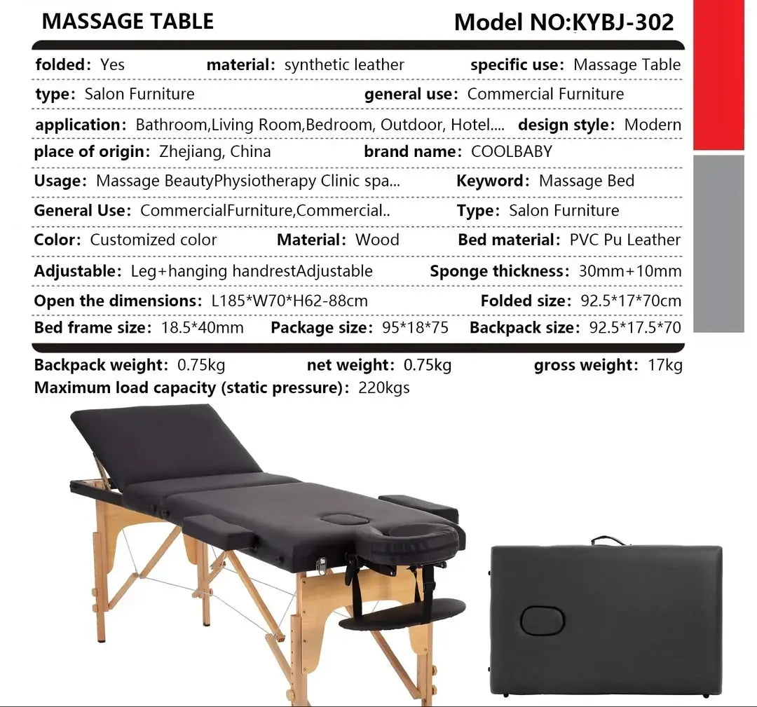 Portable Fitness Massage Table - Professional Adjustable Folding Bed for Ultimate Relaxation Time