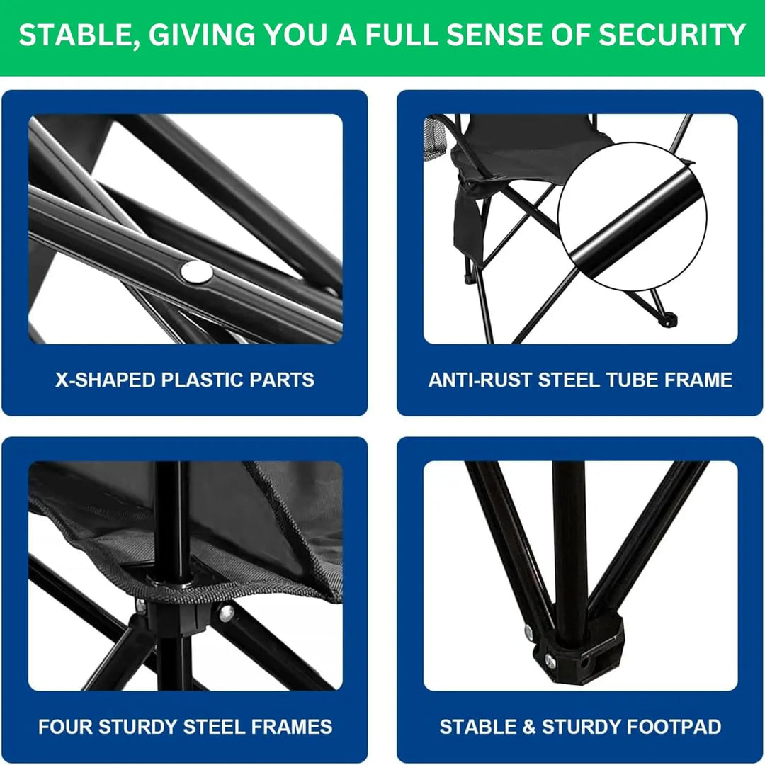 Portable Folding Beach Chair Multi-Purpose Camping Chair, Supports 110kgs Load With Carry Bag-GCC Home Center