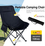 Load image into Gallery viewer, Portable Folding Camping Chair with High Back, Outdoor Chair for Outdoor Camping, Beach - Black-GCC Home Center