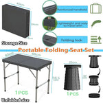 Load image into Gallery viewer, Portable Folding Camping Table and Stool Set (Black, Adjustable Height, 68x40x55cm)