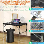 Load image into Gallery viewer, Portable Folding Camping Table and Stool Set (Black, Adjustable Height, 68x40x55cm)