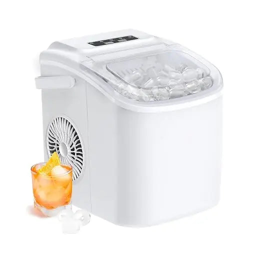 Portable Ice Maker Machine 1.1L – 112W Fast Ice Making in 9 Mins – Compact Countertop Ice Maker with 2 Years Warranty (White)