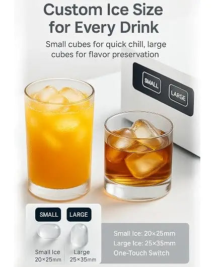 Portable Ice Maker Machine | 9 Bullet Ice Cubes Ready in 6 Minutes | Compact Countertop Ice Cube Maker, 12KG/24H, 2 Ice Sizes | Self-Cleaning, Quiet Operation | Home, Office, Outdoor