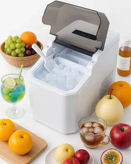 Portable Ice Maker Machine | 9 Bullet Ice Cubes Ready in 6 Minutes | Compact Countertop Ice Cube Maker, 12KG/24H, 2 Ice Sizes | Self-Cleaning, Quiet Operation | Home, Office, Outdoor