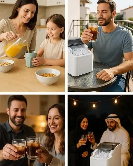 Portable Ice Maker Machine | 9 Bullet Ice Cubes Ready in 6 Minutes | Compact Countertop Ice Cube Maker, 12KG/24H, 2 Ice Sizes | Self-Cleaning, Quiet Operation | Home, Office, Outdoor