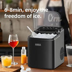 Load image into Gallery viewer, Portable Ice Maker Machine for Countertop – 1.2L Water Tank, Makes Bullet Ice in 7.5 Minutes, 12kg/24H, Self-Cleaning, Compact Electric Ice Maker for Home, Kitchen, Bar &amp; Office (Grey)