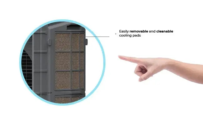 Portable Industrial Evaporative Air Cooler, 125L - Indoor And Outdoor Areas - With Strong Wheels & Brakes
