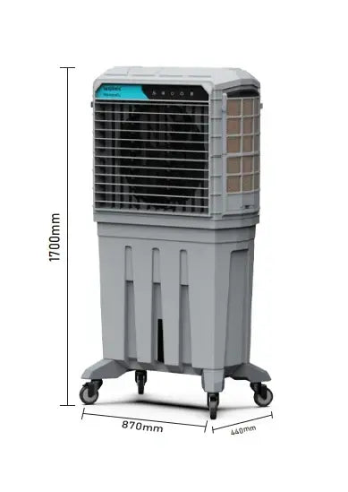 Portable Industrial Evaporative Air Cooler, 125L - Indoor And Outdoor Areas - With Strong Wheels & Brakes