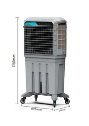 Portable Industrial Evaporative Air Cooler, 125L - Indoor And Outdoor Areas - With Strong Wheels & Brakes