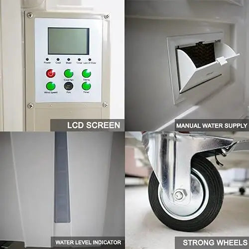 Portable Industrial Evaporative Air Cooler, Indoor And Outdoor Areas - With Strong Wheels & Brakes - 150L