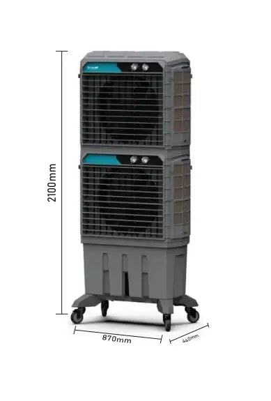 Portable Industrial Evaporative Air Cooler, Indoor And Outdoor Areas - With Strong Wheels & Brakes - (125-litres)