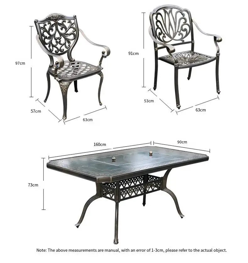 Pre Order Outdoor Cast Aluminum Multi-functional Barbecue Table & Chair Five-Piece Set