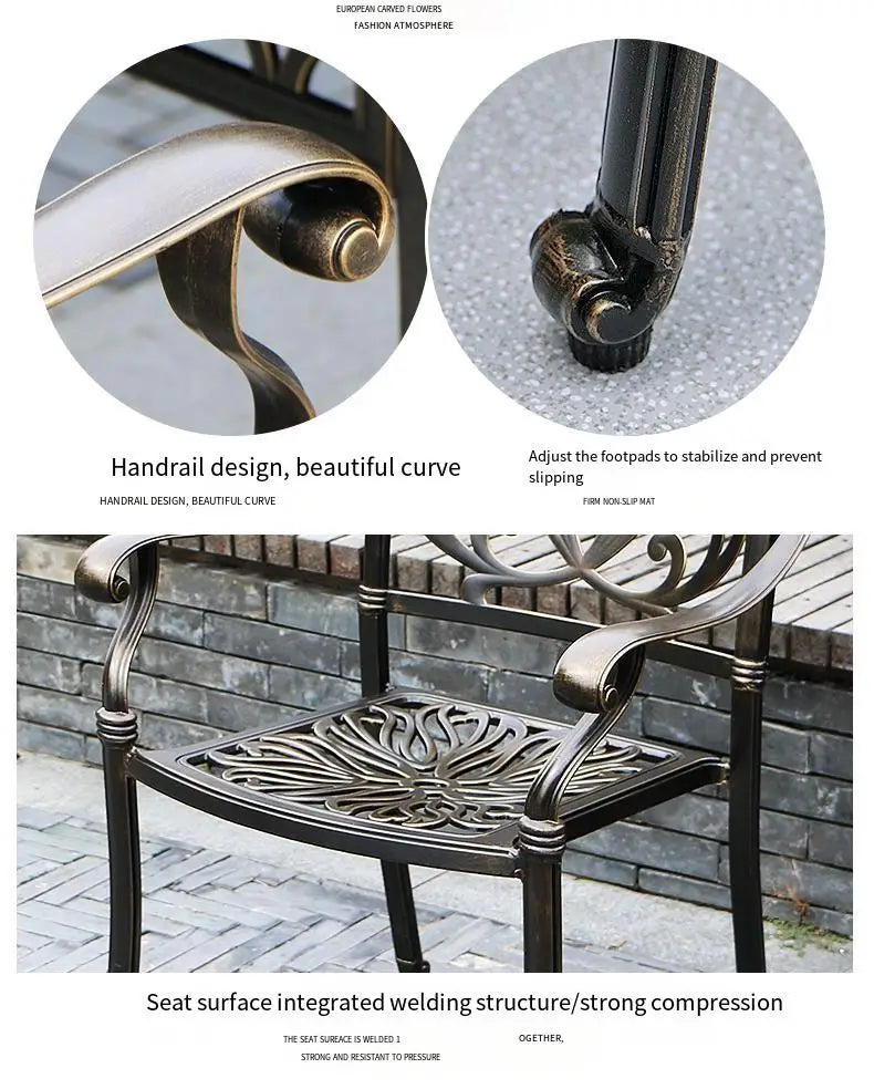 Pre Order Outdoor Cast Aluminum Multi-functional Barbecue Table & Chair Five-Piece Set