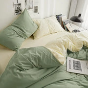 Premium 4-Piece Washed Cotton Duvet Cover Set – Queen Size, Breathable & Durable Bedding with Zipper Closure and Corner Ties-GCC Home Center