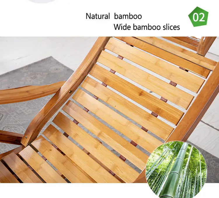 Premium Bamboo Rocking Chair – Folding Zero Gravity Sun Lounger for Indoor & Outdoor Relaxation
