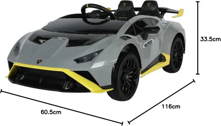 Premium Kids Ride-On Sports Car – 2.4G Remote-Lamborghini Huracan STO Ride on Car for Kids - Grey