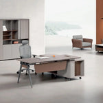 Load image into Gallery viewer, Premium Matt White Executive Office Table with Attached Side Table and Storage-GCC Home Center