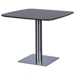 Load image into Gallery viewer, Premium square meeting table BT-90 with dark brown high-density fiber top and sleek chrome metal pedestal base