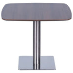 Load image into Gallery viewer, Premium square meeting table BT-90 with dark gray wood-grain top and polished stainless steel pedestal base