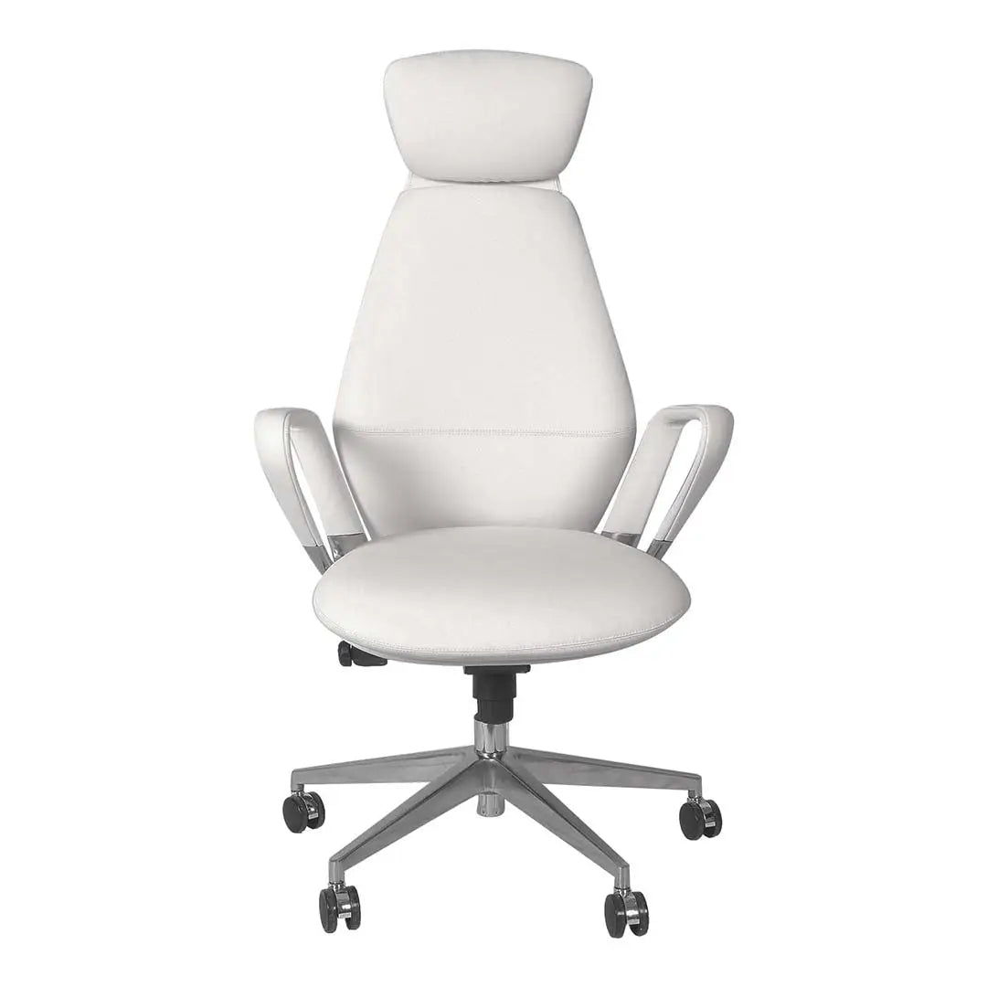 PU Leather High Back Office Chair - White-GCC Home Center