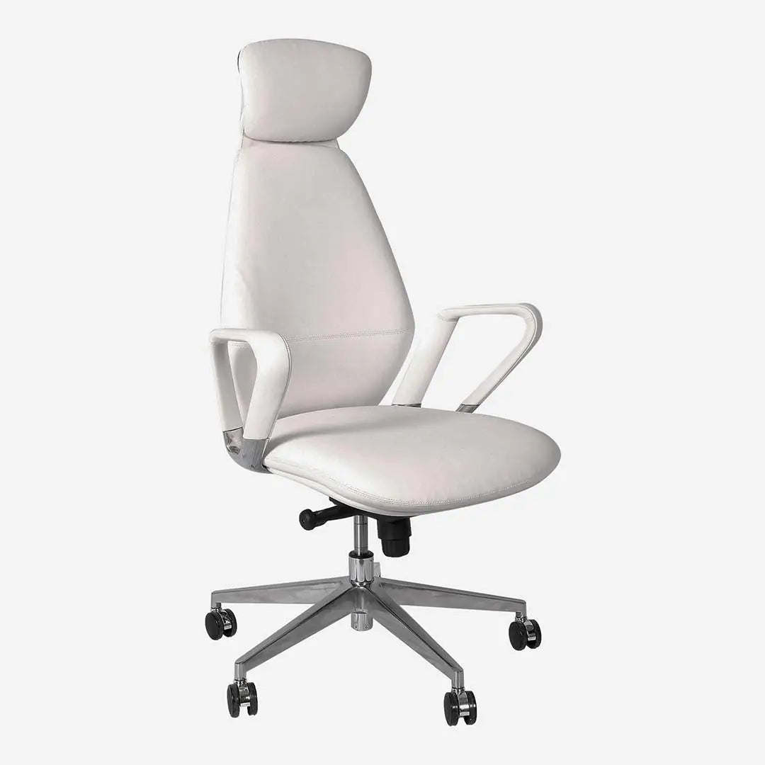 PU Leather High Back Office Chair - White-GCC Home Center